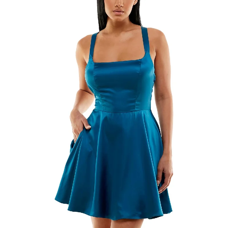 B. Darlin Womens Juniors Satin Mini Cocktail And Party Dress