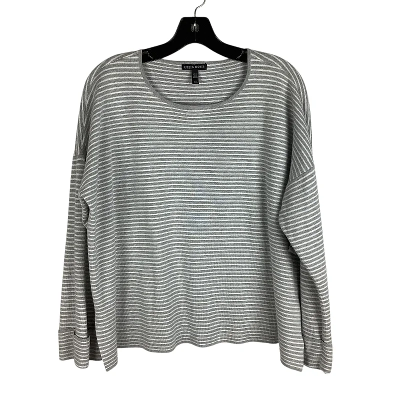 Top Long Sleeve By Eileen Fisher In Striped Pattern, Size: M