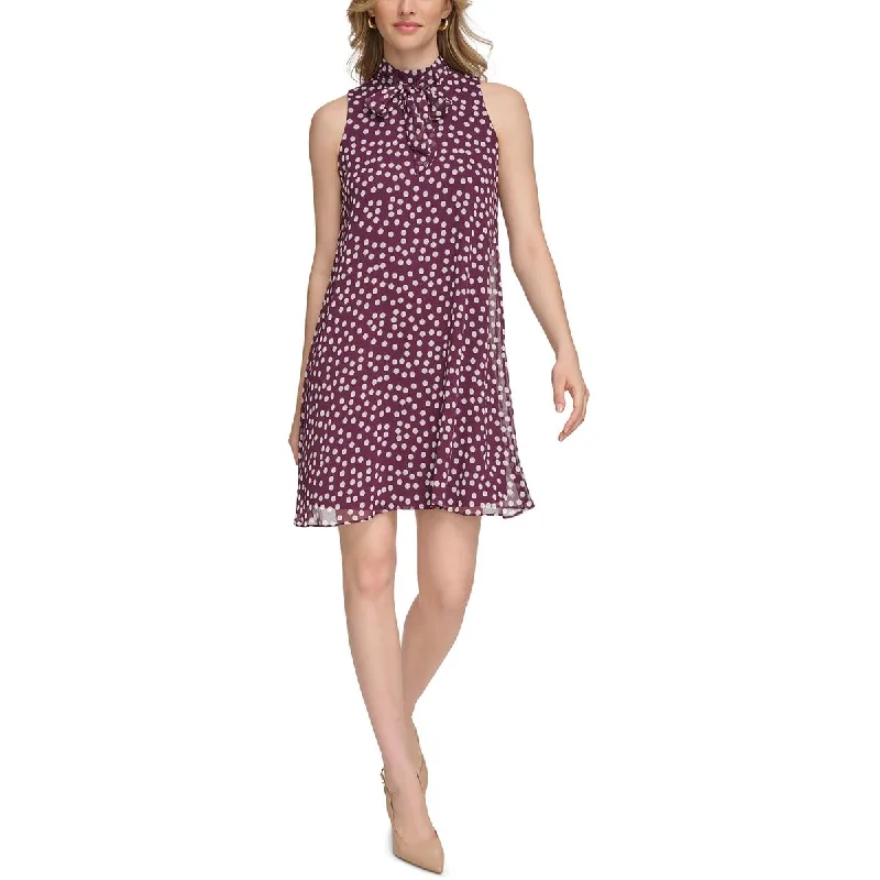 Calvin Klein Womens Mini Polka Dot Shift Dress