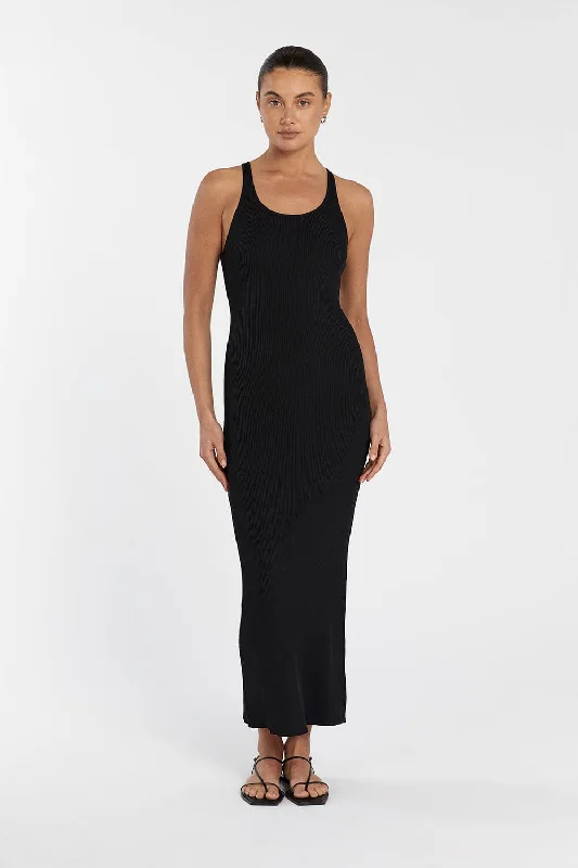 ZION BLACK KNIT MIDI DRESS