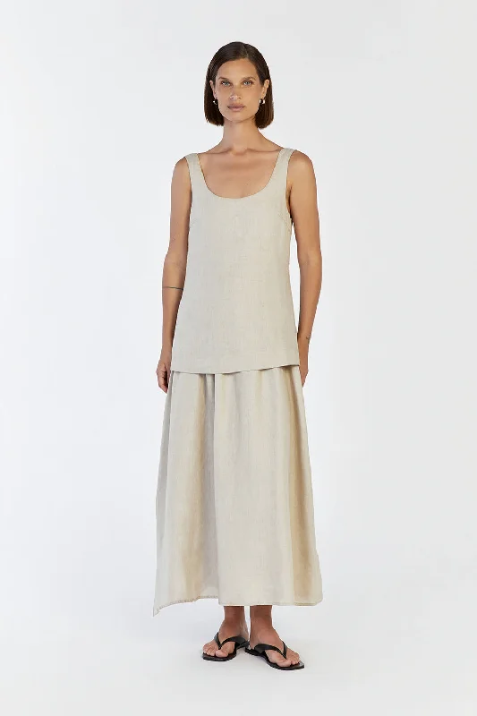 GIGI CHALK LINEN MIDI DRESS