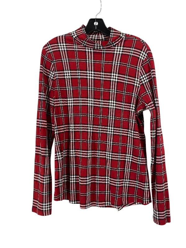 Top Long Sleeve By West Bound In Plaid Pattern, Size: L