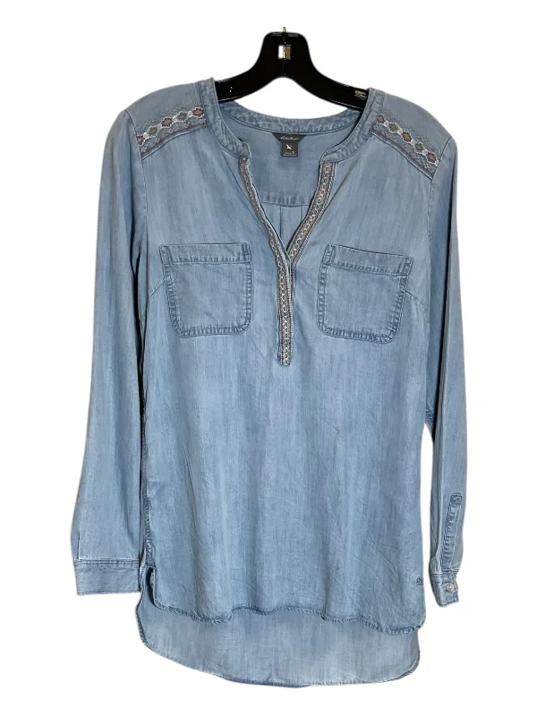 Tunic Long Sleeve By Eddie Bauer In Blue Denim, Size: S