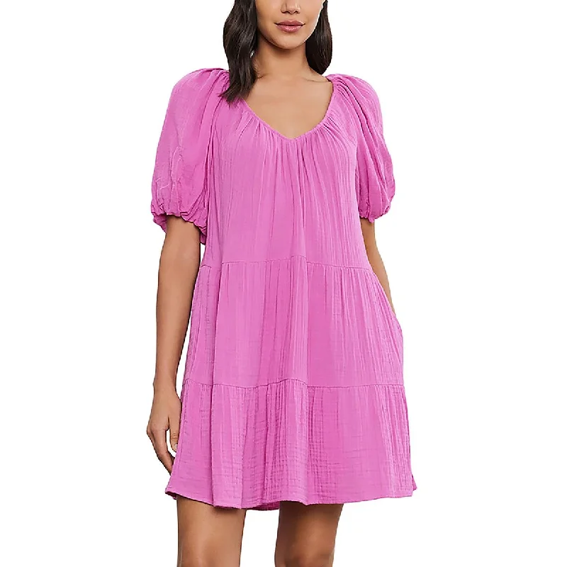 VELVET BY GRAHAM & SPENCER Womens Mini Tiered Mini Dress