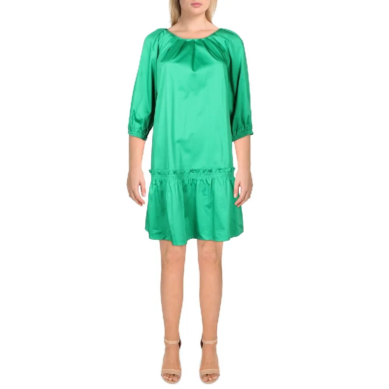 Karl Lagerfeld Paris Womens Smocked Mini Fit & Flare Dress