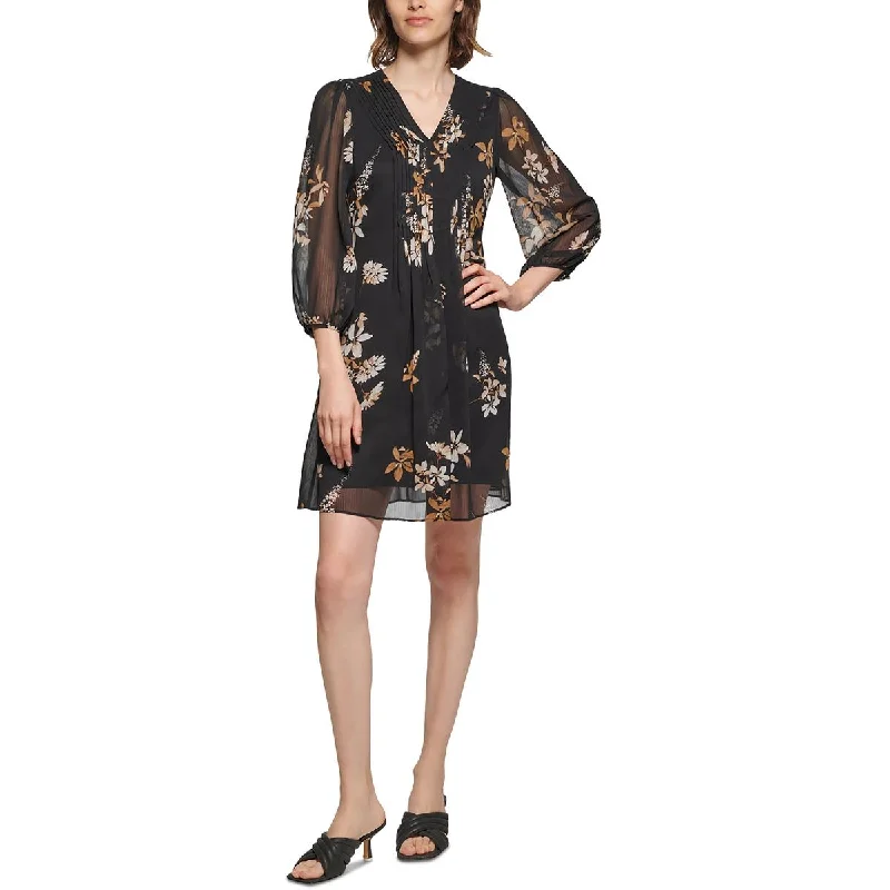 Calvin Klein Womens Mini Floral Print Shift Dress