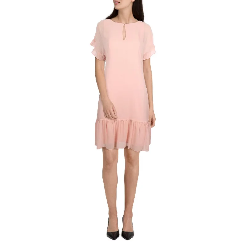 Lauren Ralph Lauren Womens Keyhole Mini Midi Dress