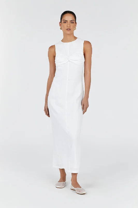 BERTIE WHITE LINEN MIDI DRESS