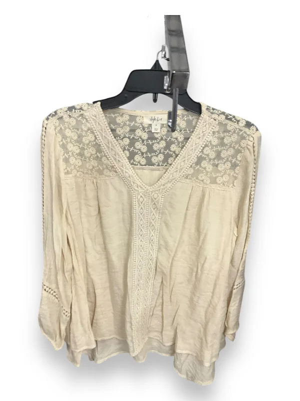 Top Long Sleeve By Style And Company In Beige, Size: S