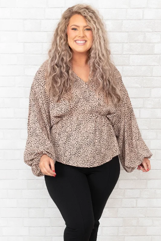 Dancing Embers Top, Tan