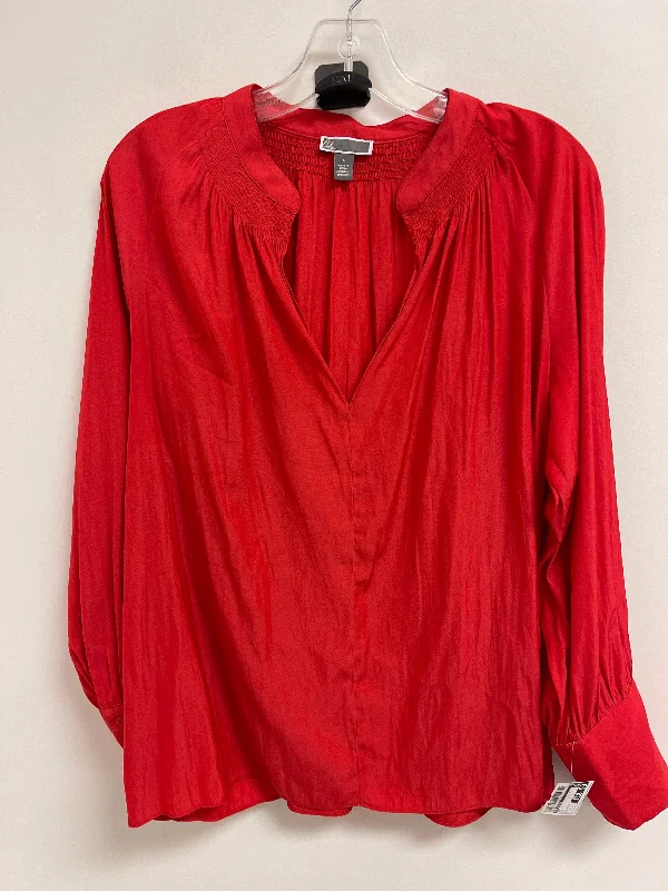 Top Long Sleeve By Chelsea 28 In Red, Size: L