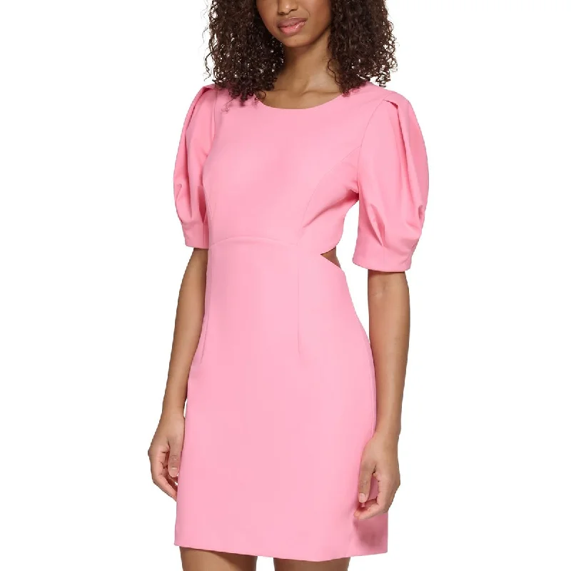 Karl Lagerfeld Paris Womens Puff Sleeves Mini Sheath Dress