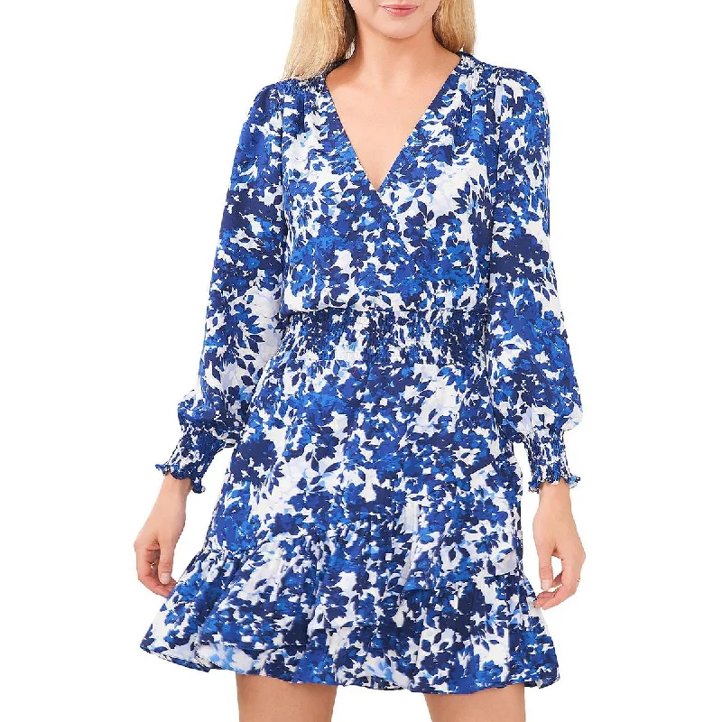 Vince Camuto Womens Chiffon Floral Print Mini Dress