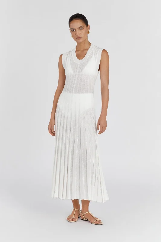 ASTRID OFF WHITE SCOOP MIDI DRESS