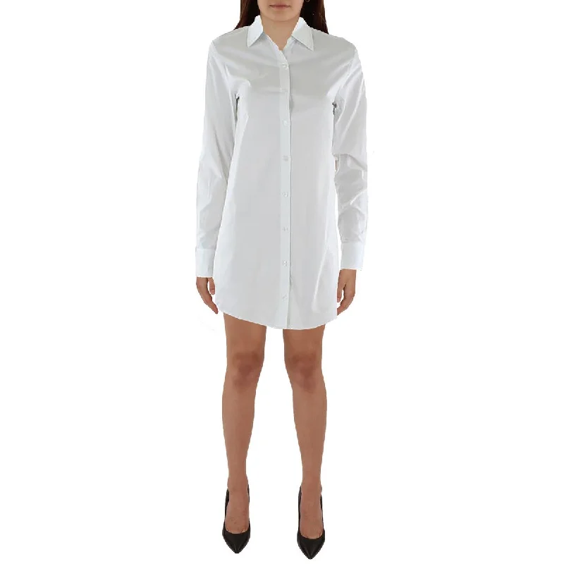 City Studios Womens Juniors Poplin Mini Shirtdress