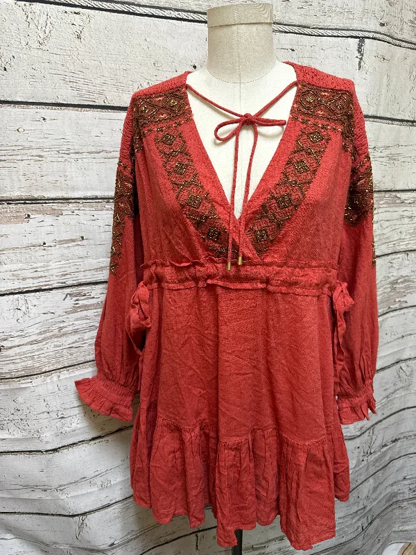 Tunic Long Sleeve By Free People In Orange, Size: S