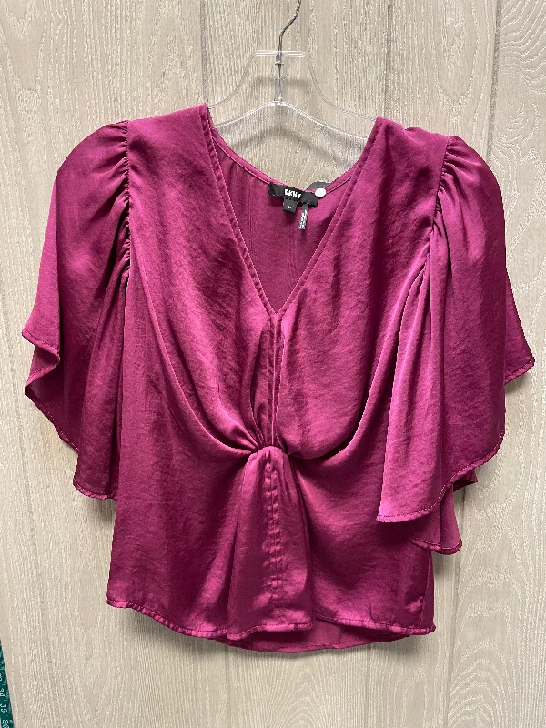 Blouse Short Sleeve By Dkny In Purple, Size: Xs