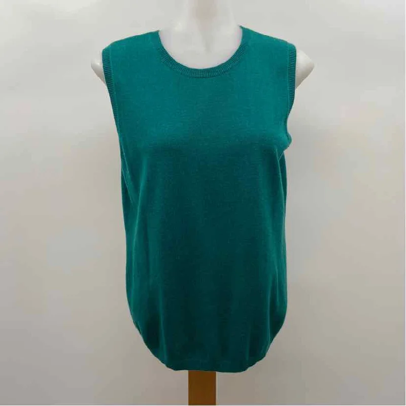 Per Se Women's Size L Green Solid Tank