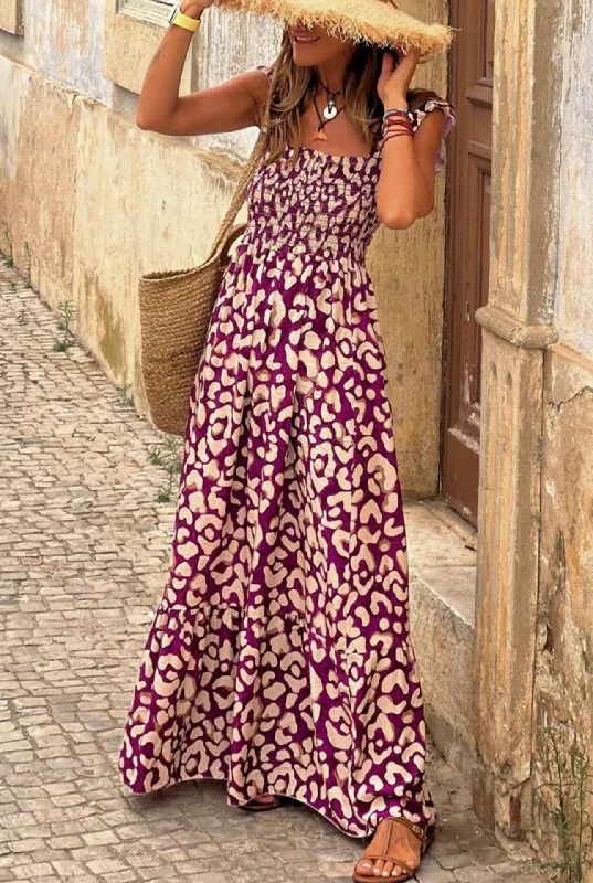 Ruffle Leopard Maxi Dress