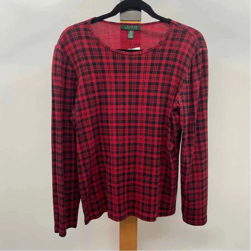 Lauren Women's Size XL Red Plaid Long Sleeve Shirt