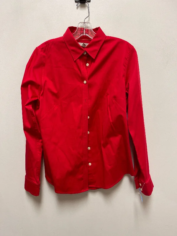 Blouse Long Sleeve By Banana Republic In Red, Size: Xl