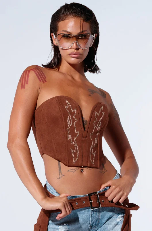 SMOKE HOUR SUEDE CORSET IN BROWN