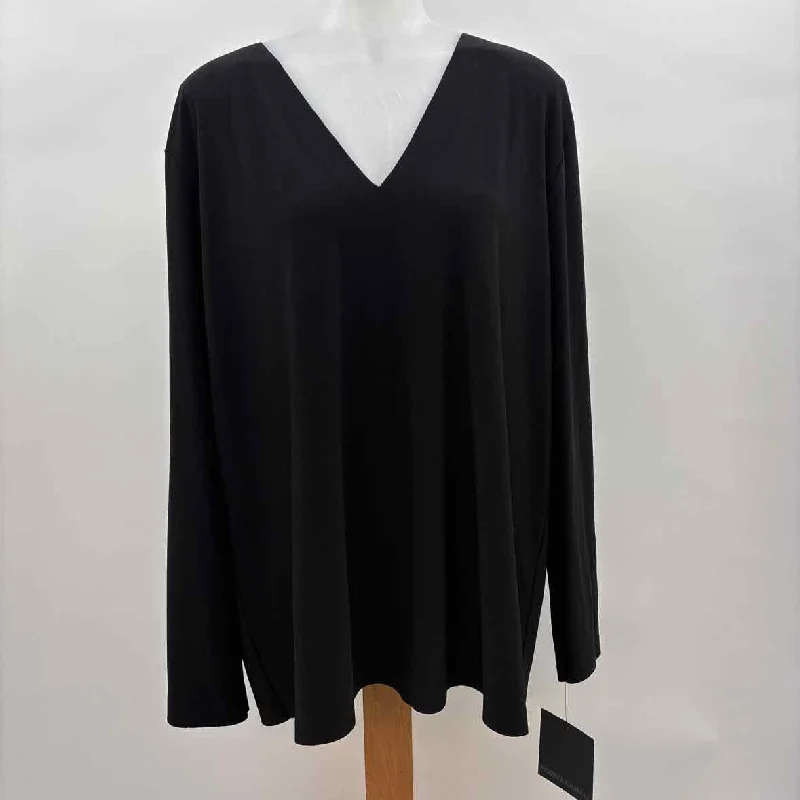 Norma Kamali Women's Size M Black Solid Long Sleeve Shirt