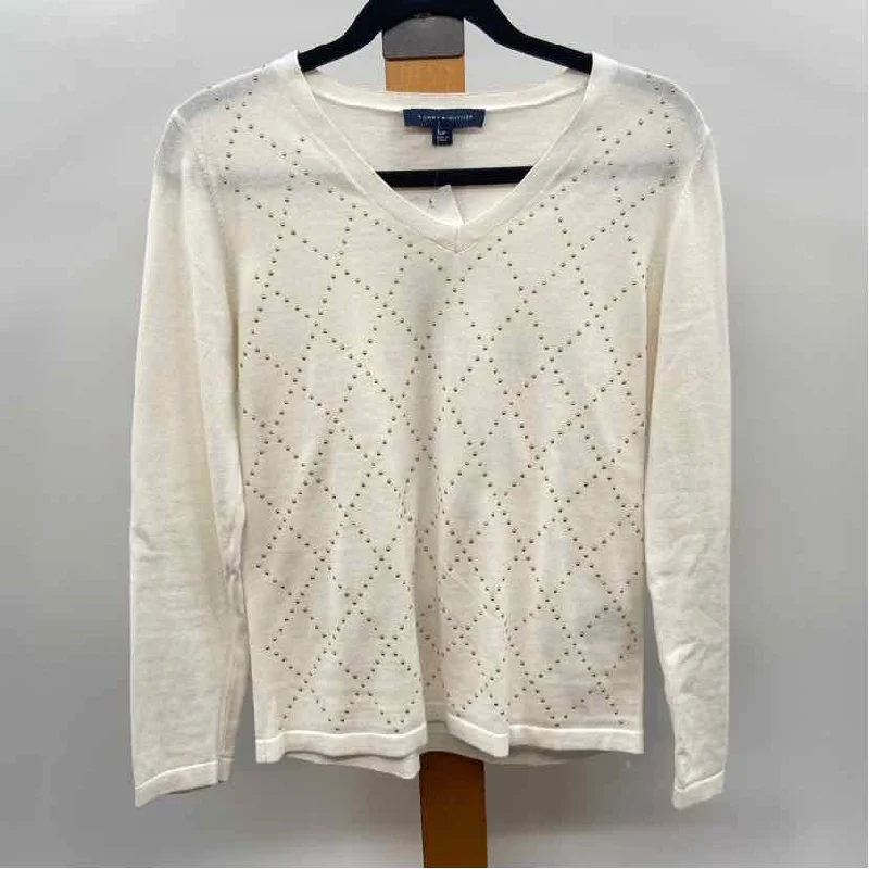 Tommy Hilfiger Women's Size S White Studs Long Sleeve Shirt