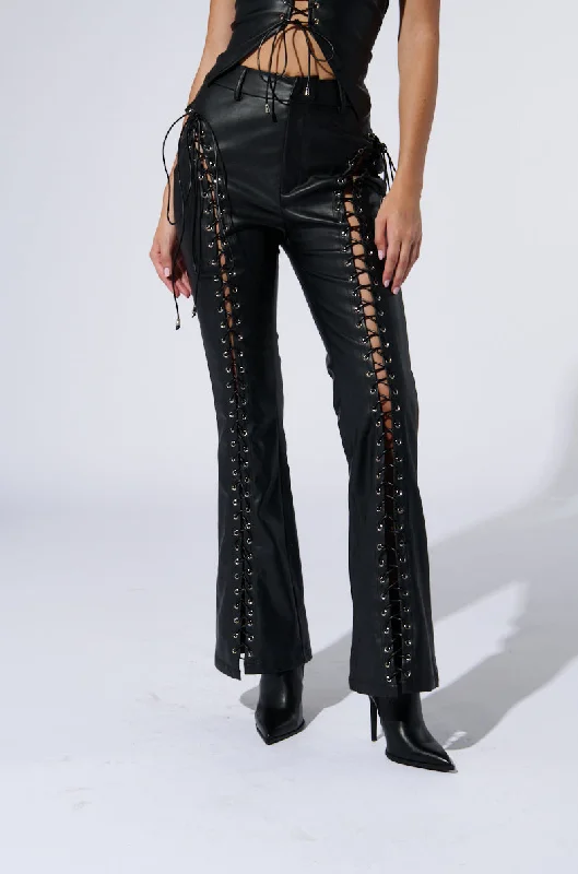 H-TOWN HOTTIE FAUX LEATHER LACE UP PANT