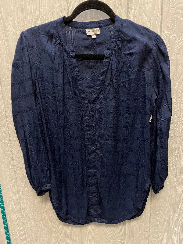 Blouse Long Sleeve By The Odells In Navy, Size: Xs