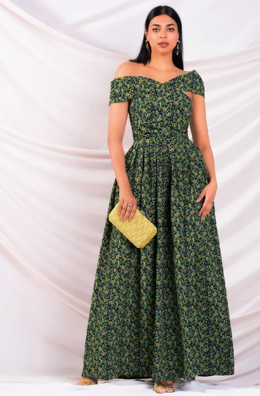 Green One Shoulder Maxi Dress