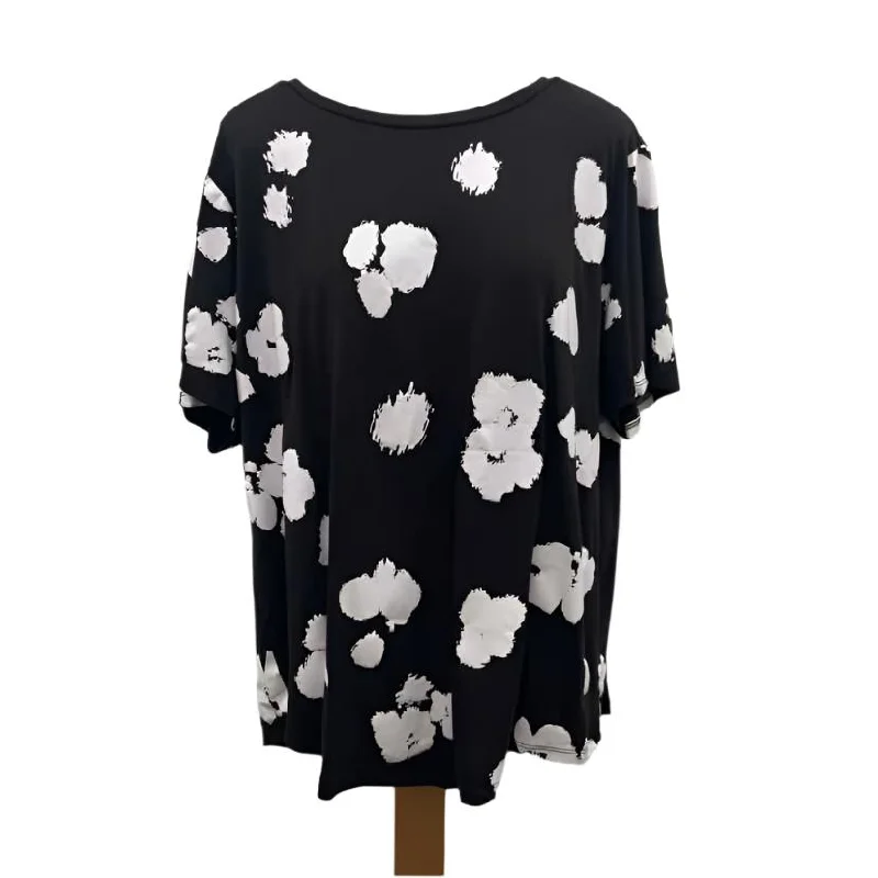 Universal standard Women's Size L Black Spotted Short Sleeve Shirt