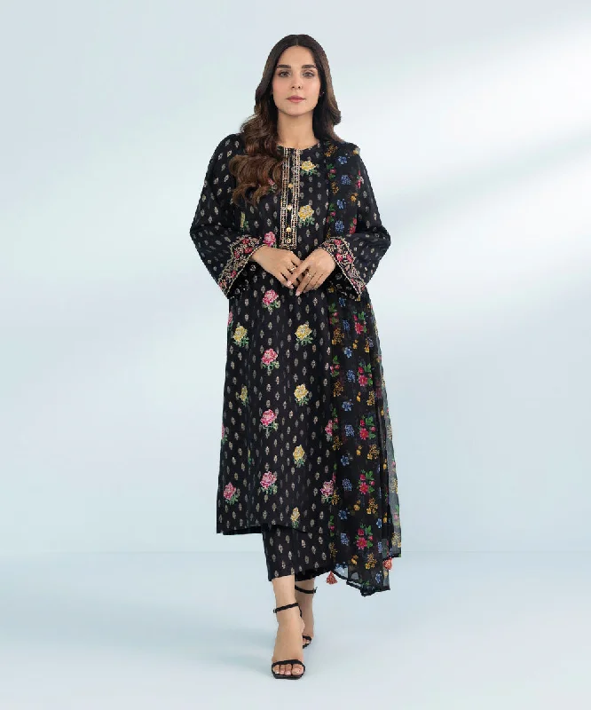 3 Piece - Embroidered Jacquard Suit