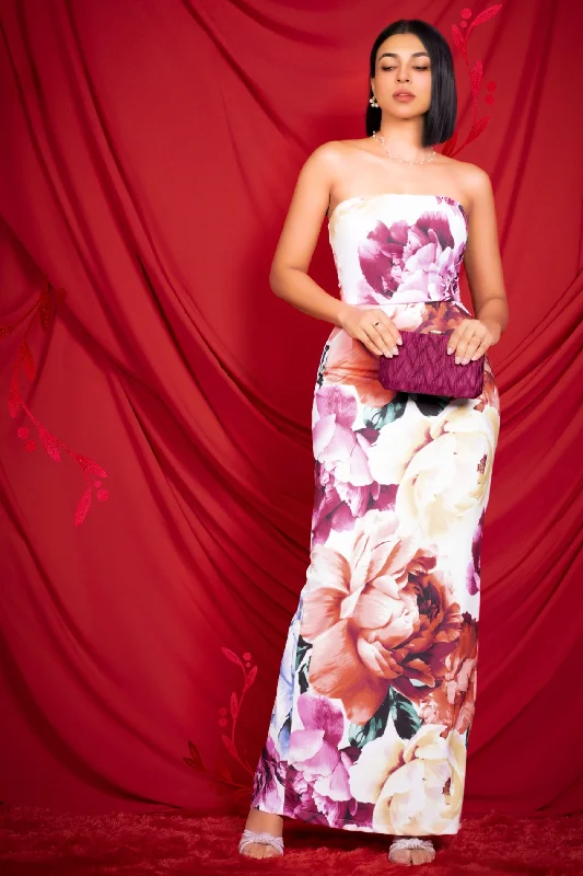 Floral Strapless Maxi Dress