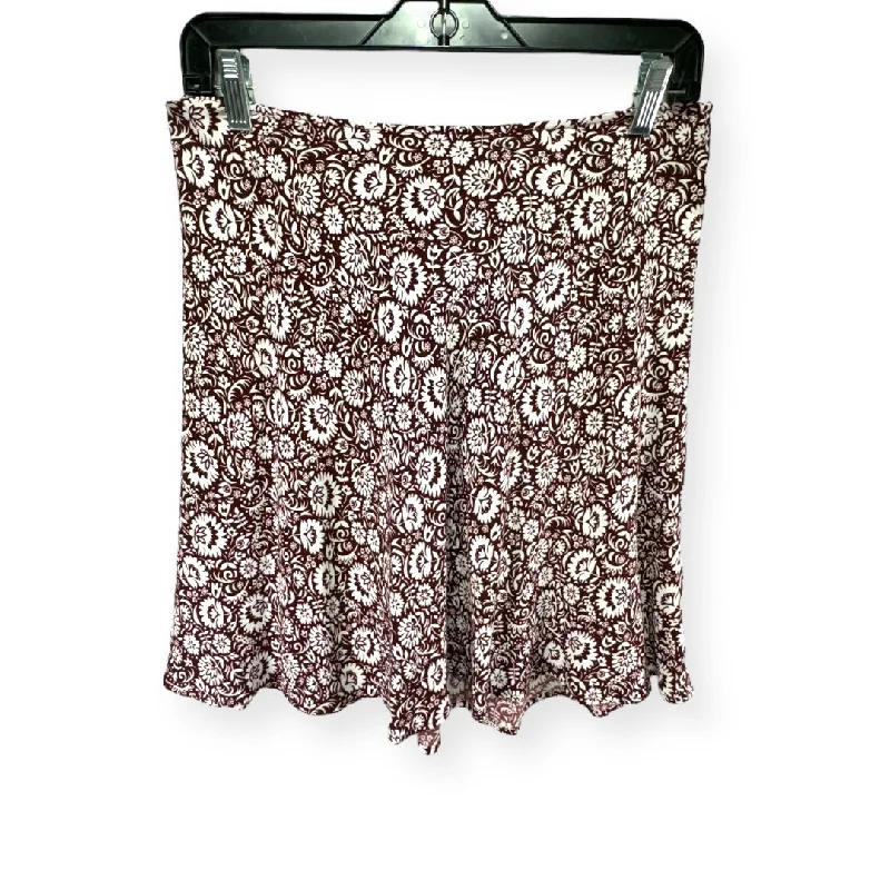 Bias Crepe Mini Skirt in Dark Burgundy Bloom Cascade Floral Boden, Size 8