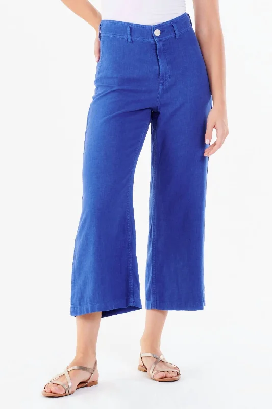 Audrey Cropped Wide Leg Pants In Cobalt