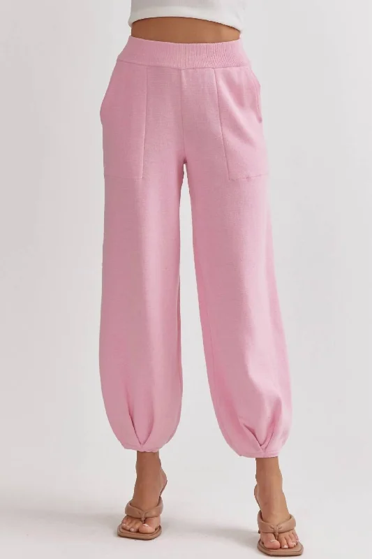 Knit Joggers In Pink