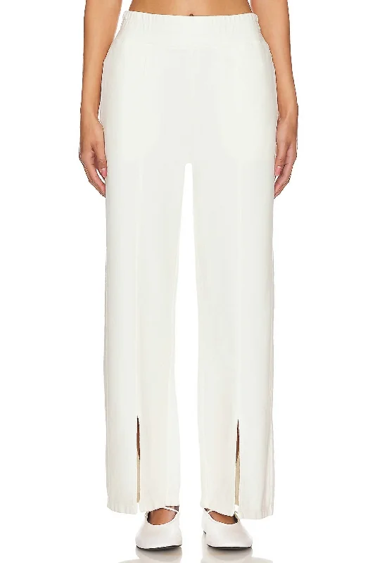 Lincoln Front Slit Knit Pants In Porcelain