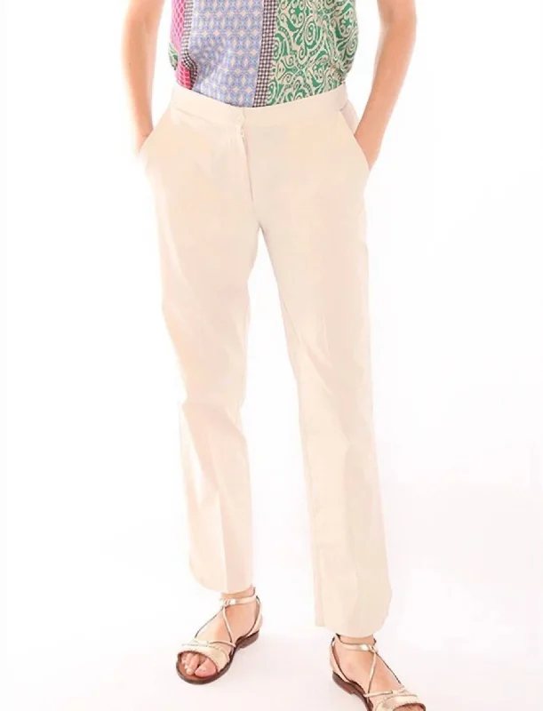 Ornella Pant In Beige Gabardine