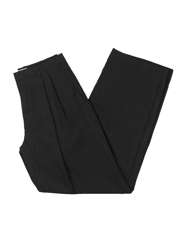 Womens High Rise Pleated Wide Leg Pants