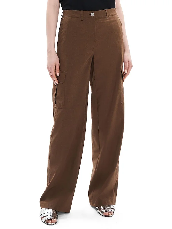 Womens High Rise Slub Cargo Pants