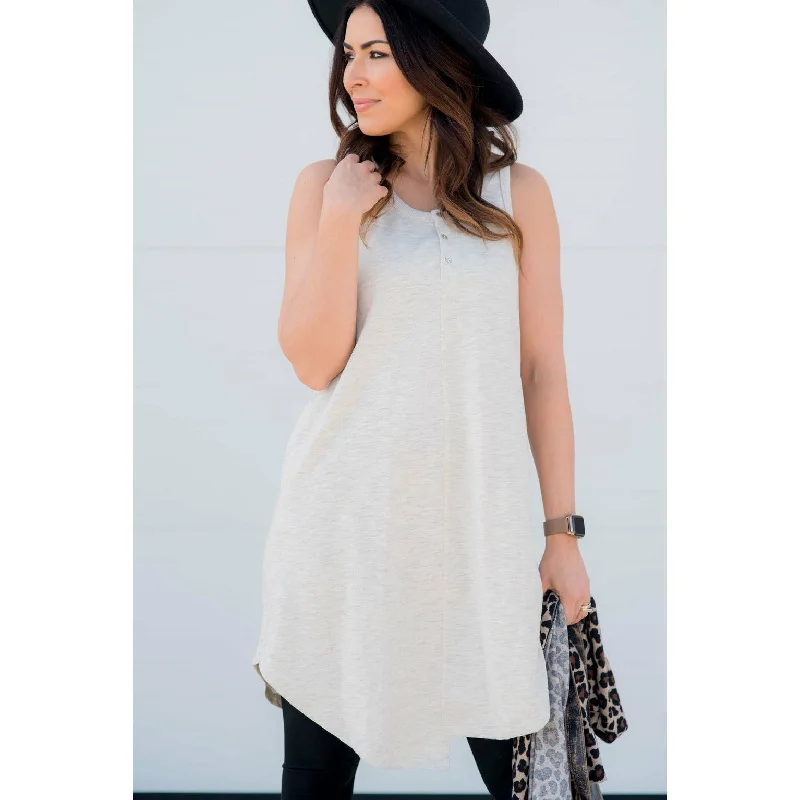 Asymmetrical Henley Tank Dress