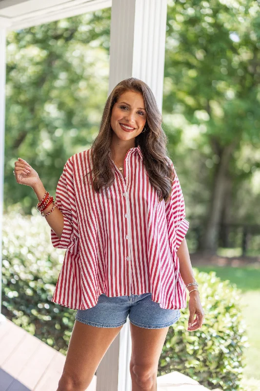 Classic Love Red Striped Top