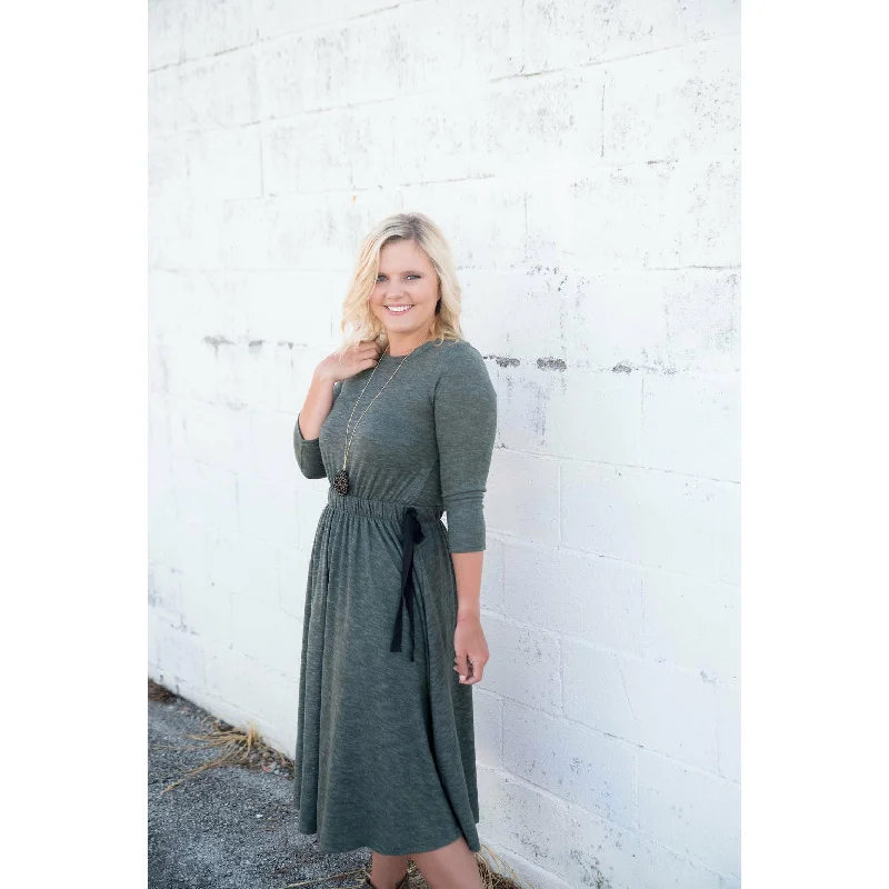 Sweatshirt Cinched Tie Dress