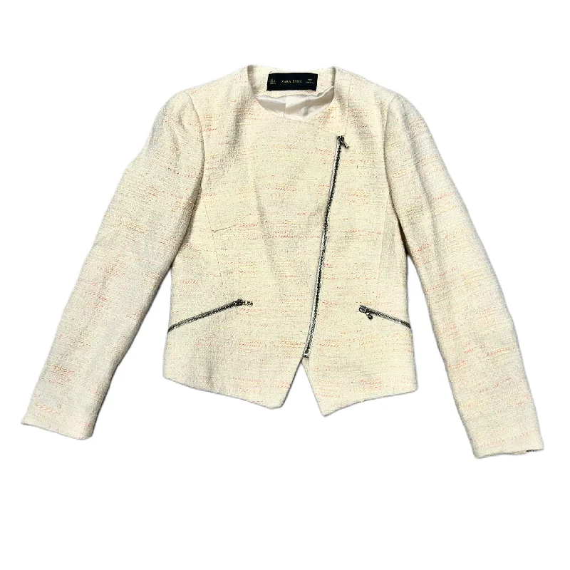 Blazer By Zara In Cream & Orange, Size: M