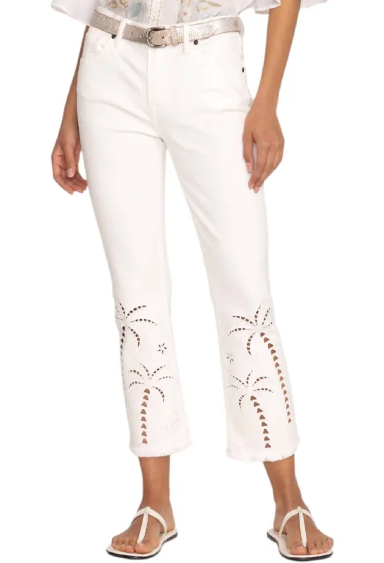 Cropped Baby Boot Jeans In White