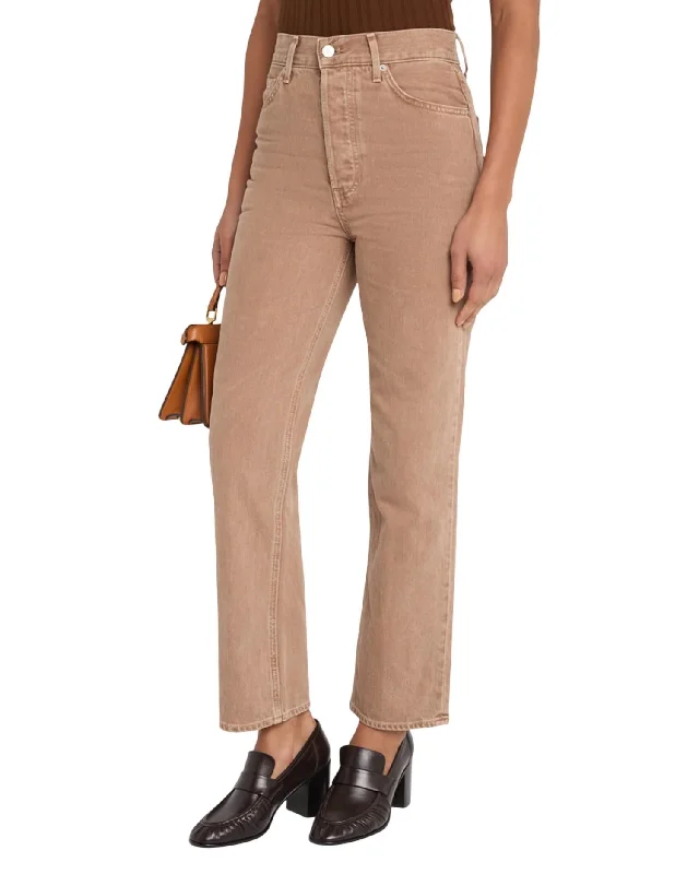 Daniela Ankle High Rise Straight Jeans In Tan Sierra