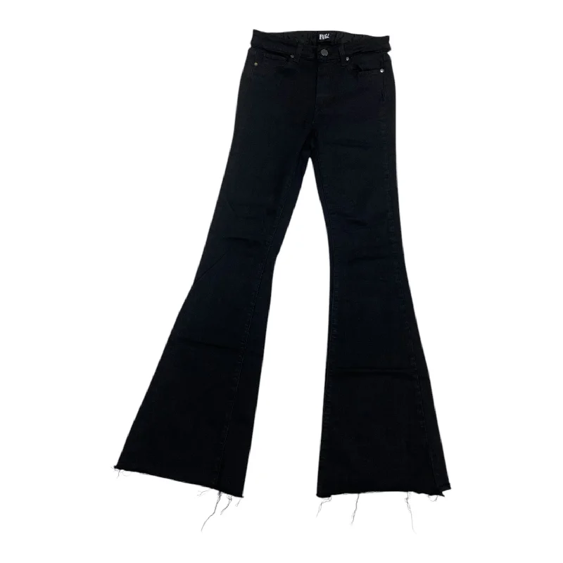 Jeans Flared By Paige In Black Denim, Size: 4