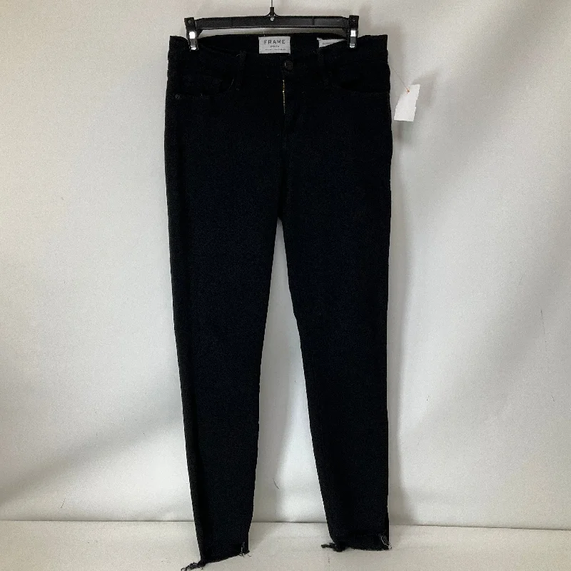 Jeans Skinny By Frame In Black Denim, Size: 4