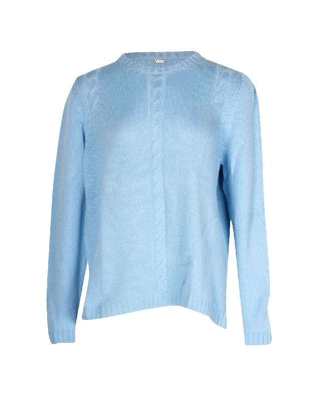 Miu Miu Cable-Knit Sweater in Blue Cashmere